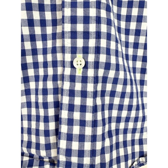 J Crew Crewcuts Boys Blue White Checkered Short Sleeve Button Down Shirt Size 10 - Picture 3 of 8